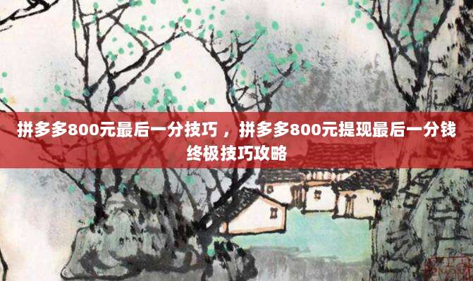 拼多多800元最后一分技巧 ,拼多多800元提现最后一分钱终极技巧攻略