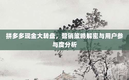拼多多现金大转盘,营销策略解密与用户参与度分析