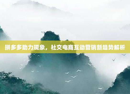 拼多多助力现象,社交电商互动营销新趋势解析
