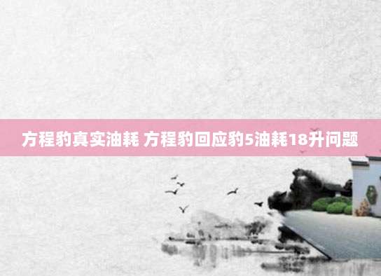 方程豹真实油耗 方程豹回应豹5油耗18升问题