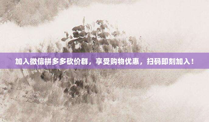 加入微信拼多多砍价群,享受购物优惠,扫码即刻加入!