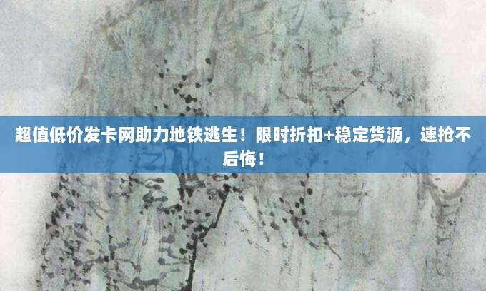 超值低价发卡网助力地铁逃生!限时折扣+稳定货源,速抢不后悔!