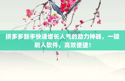 拼多多新手快速增长人气的助力神器,一键刷人软件,高效便捷!