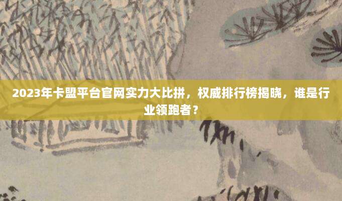 2023年卡盟平台官网实力大比拼,权威排行榜揭晓,谁是行业领跑者?