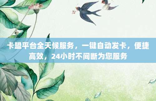 卡盟平台全天候服务,一键自动发卡,便捷高效,24小时不间断为您服务
