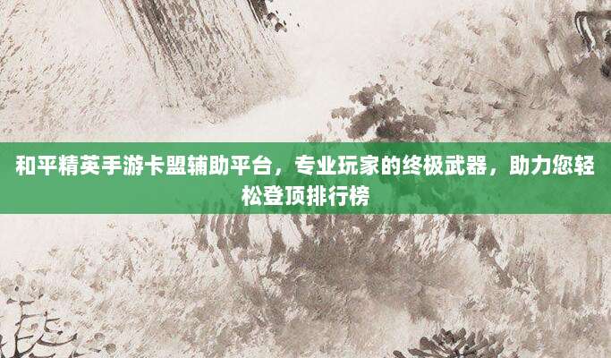 和平精英手游卡盟辅助平台,专业玩家的终极武器,助力您轻松登顶排行榜