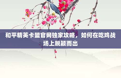 和平精英卡盟官网独家攻略,如何在吃鸡战场上脱颖而出
