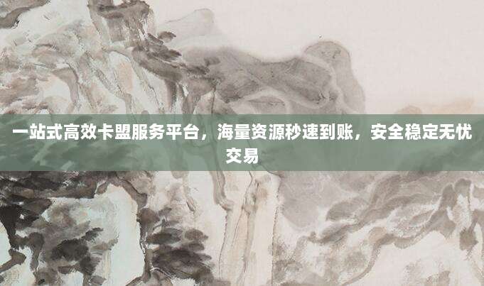一站式高效卡盟服务平台,海量资源秒速到账,安全稳定无忧交易