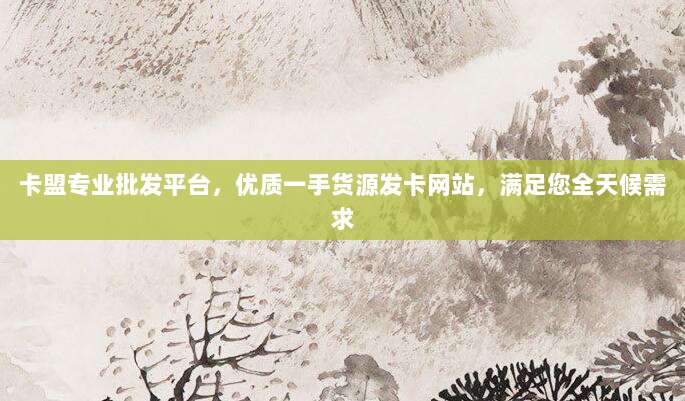 卡盟专业批发平台,优质一手货源发卡网站,满足您全天候需求
