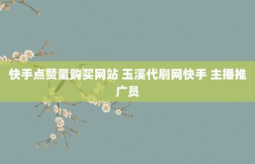 快手点赞量购买网站 玉溪代刷网快手 主播推广员