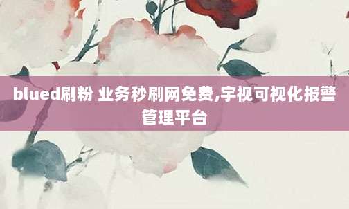 blued刷粉 业务秒刷网免费,宇视可视化报警管理平台